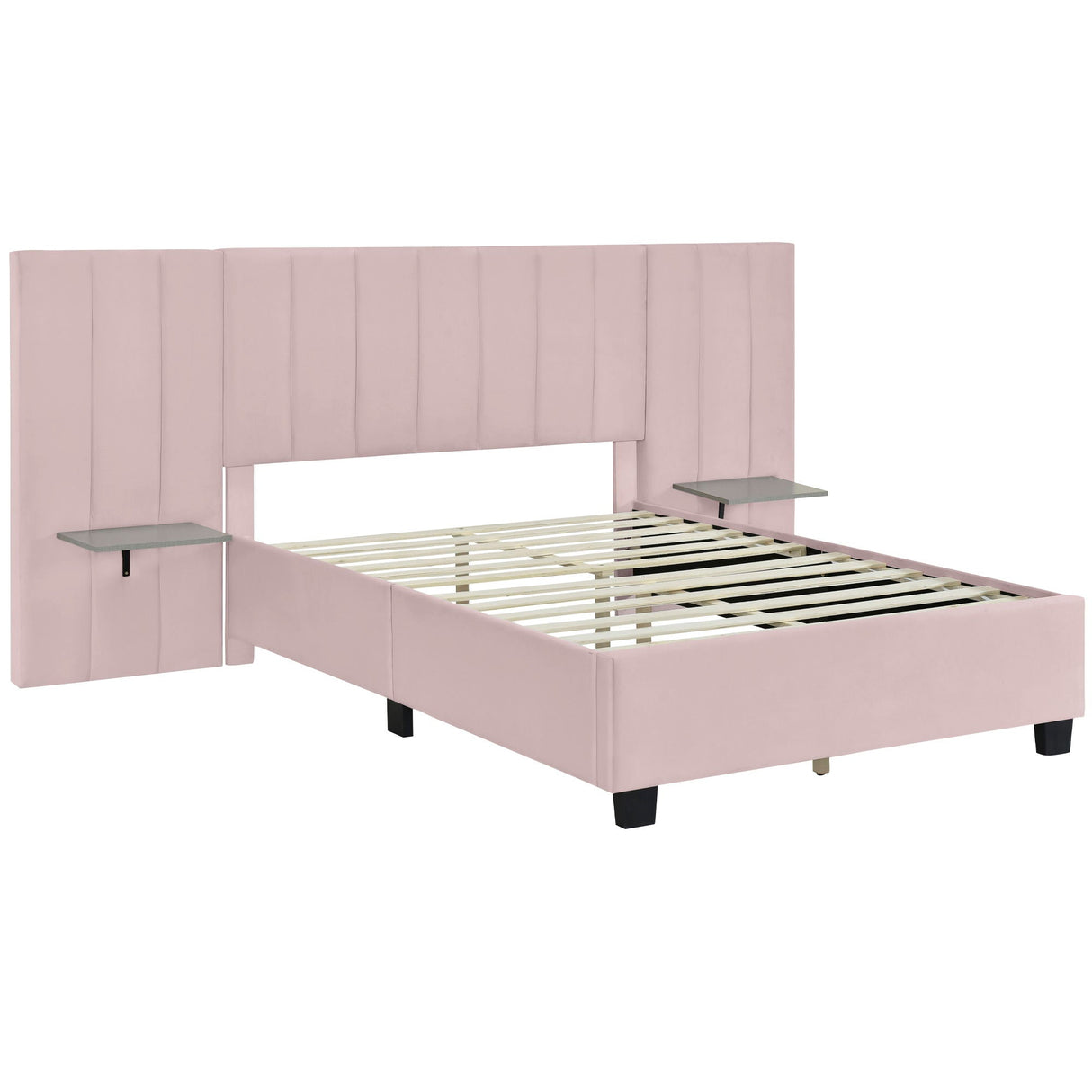 Upholstered Platform Bed With Big Headboard by Couch.com