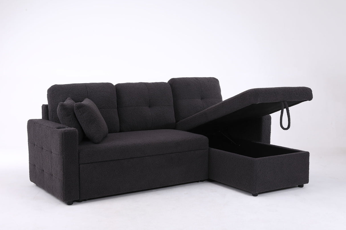 Lambswool - Pull Out Sleeper Sectional Sofa With Storage Chaise by Couch.com
