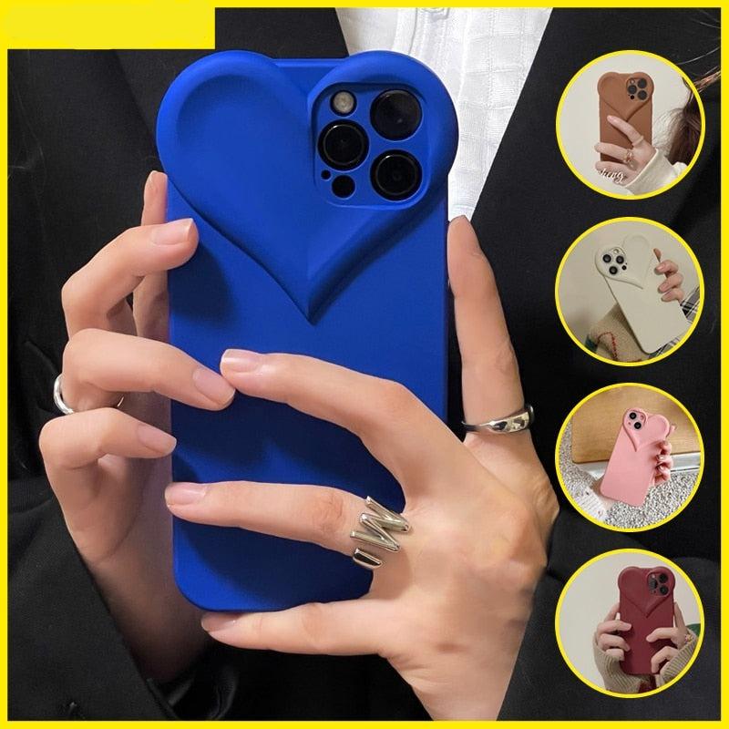 Fashion Cool Black Love Heart Phone Case For iPhone 14 13 Pro Max 12 11 XR XS Dustproof Soft Shockproof Back Cover Luxury Soft Back Cover Raised Full Camera Protection Bumper Silicone Shockproof Phone Case
