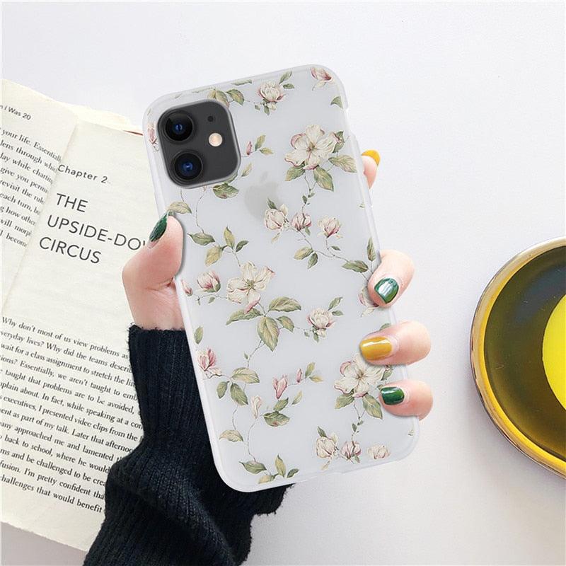 Fashion Flower Phone Case For Iphone 7 8 Plus Iphone Xr X Xs Silicone Ultra Thin Shockproof Mobile Phone Case With Fashion Pattern Cover Stylish Beautiful Flower Pattern Colored iphone Case