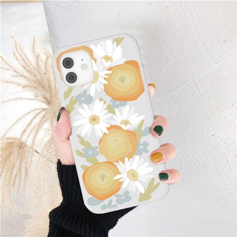 Fashion Flower Phone Case For Iphone 7 8 Plus Iphone Xr X Xs Silicone Ultra Thin Shockproof Mobile Phone Case With Fashion Pattern Cover Stylish Beautiful Flower Pattern Colored iphone Case
