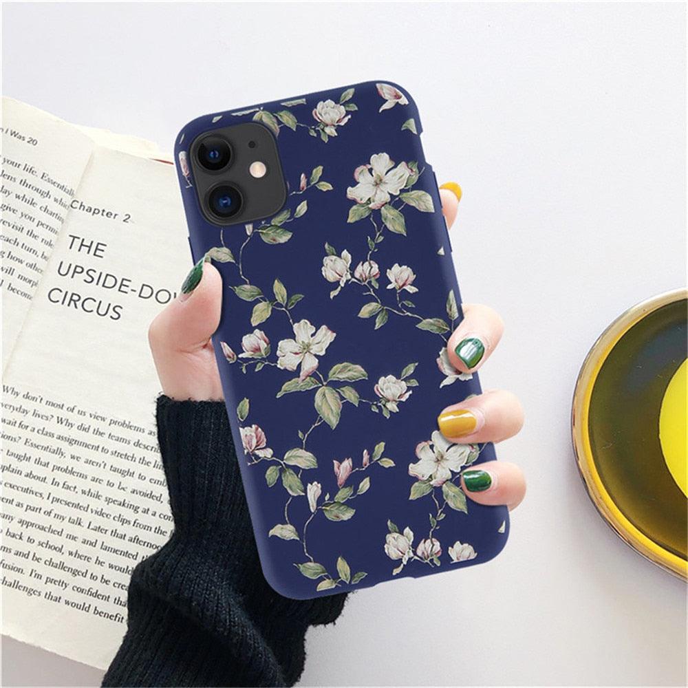 Fashion Flower Phone Case For Iphone 7 8 Plus Iphone Xr X Xs Silicone Ultra Thin Shockproof Mobile Phone Case With Fashion Pattern Cover Stylish Beautiful Flower Pattern Colored iphone Case