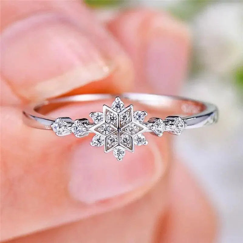Fashion Luxury 925 Sterling Silver Snowflake Ring - 2021 Trending Fashion Jewelry for women Wedding Band Ring Promise Love Engagement Rings