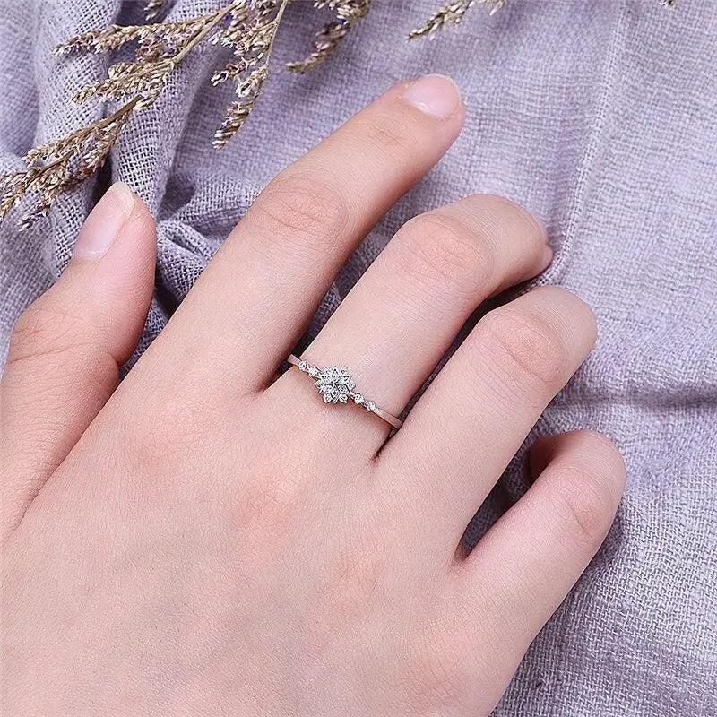 Fashion Luxury 925 Sterling Silver Snowflake Ring - 2021 Trending Fashion Jewelry for women Wedding Band Ring Promise Love Engagement Rings