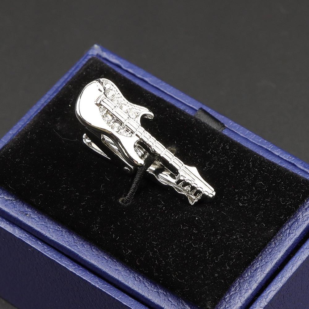 Fashion Metal Men Tie Clip Golden Musical Instrument Shape Simple Bar Clasp Luxury Fashion Necktie Tie Clips Bar Variety Pattern Mens Suit Wedding Gift Unique Tie Clip