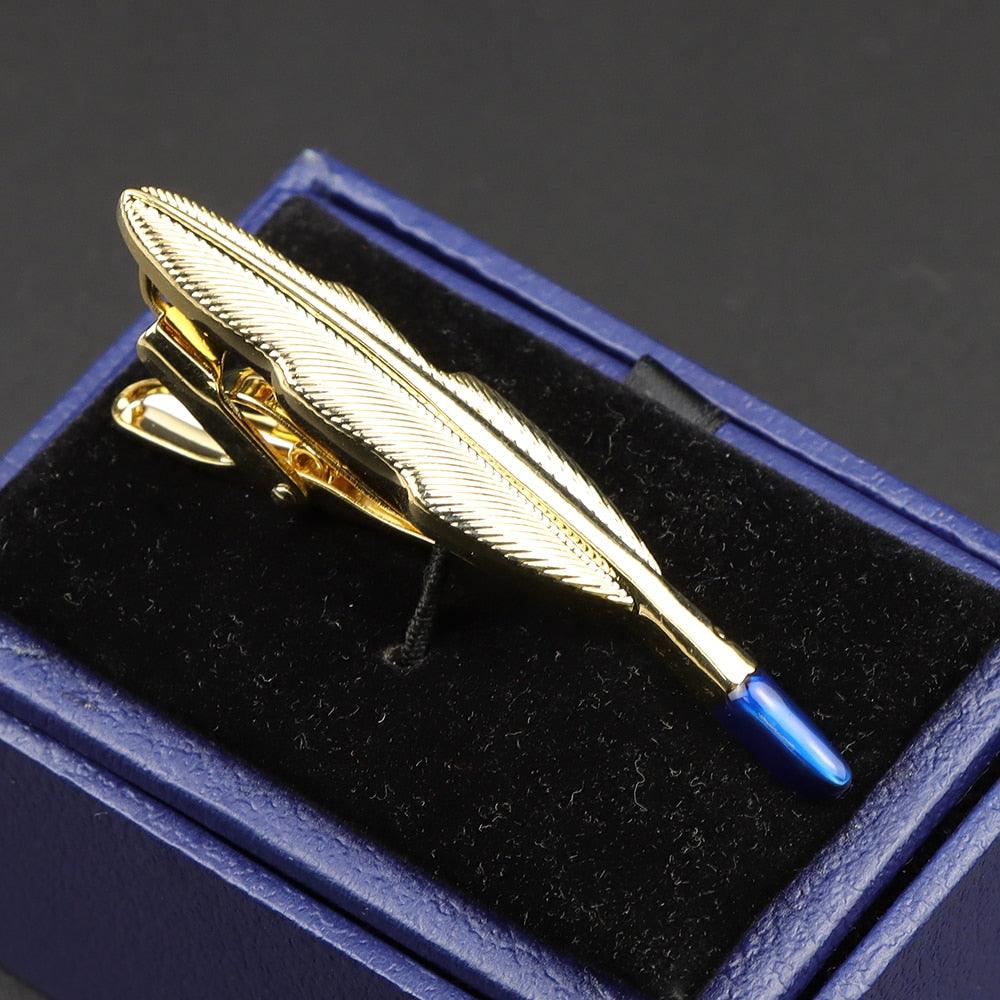 Fashion Metal Men Tie Clip Golden Musical Instrument Shape Simple Bar Clasp Luxury Fashion Necktie Tie Clips Bar Variety Pattern Mens Suit Wedding Gift Unique Tie Clip
