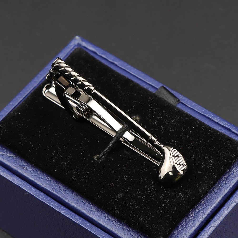 Fashion Metal Men Tie Clip Golden Musical Instrument Shape Simple Bar Clasp Luxury Fashion Necktie Tie Clips Bar Variety Pattern Mens Suit Wedding Gift Unique Tie Clip