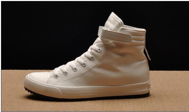 Fashion New Mens Light Breathable Canvas Casual Black White High Top Solid Color Sneakers Shoes Vulcanized Mens Sports Walking Jogging Non Slip Athletic Sneakers