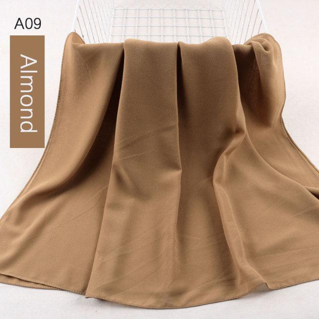 Fashion Soft Long Plain High Quality Premium Heavy Lightweight Elegant Chiffon Hijab Scarf Scarves Hijabs Lightweight Islamic Head Wear Escharpe Shawls Long Shawls For Women