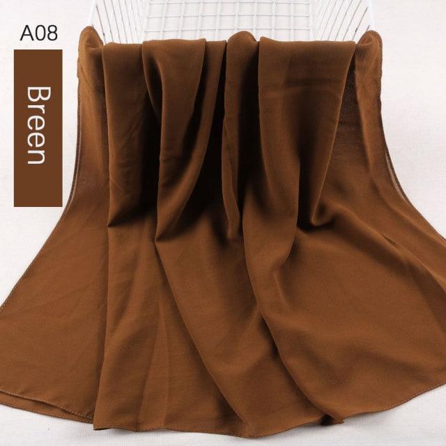 Fashion Soft Long Plain High Quality Premium Heavy Lightweight Elegant Chiffon Hijab Scarf Scarves Hijabs Lightweight Islamic Head Wear Escharpe Shawls Long Shawls For Women