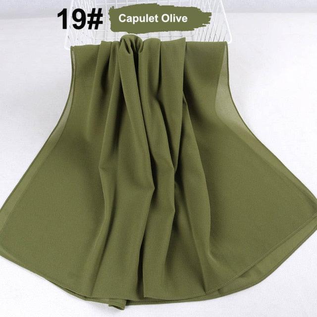 Fashion Soft Long Plain High Quality Premium Heavy Lightweight Elegant Chiffon Hijab Scarf Scarves Hijabs Lightweight Islamic Head Wear Escharpe Shawls Long Shawls For Women