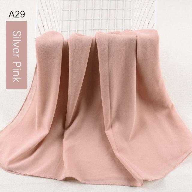 Fashion Soft Long Plain High Quality Premium Heavy Lightweight Elegant Chiffon Hijab Scarf Scarves Hijabs Lightweight Islamic Head Wear Escharpe Shawls Long Shawls For Women