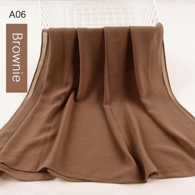 Fashion Soft Long Plain High Quality Premium Heavy Lightweight Elegant Chiffon Hijab Scarf Scarves Hijabs Lightweight Islamic Head Wear Escharpe Shawls Long Shawls For Women