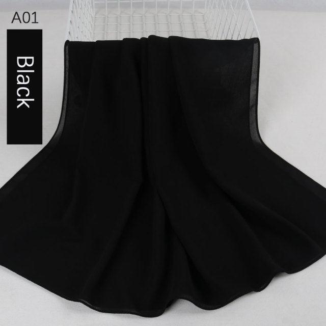 Fashion Soft Long Plain High Quality Premium Heavy Lightweight Elegant Chiffon Hijab Scarf Scarves Hijabs Lightweight Islamic Head Wear Escharpe Shawls Long Shawls For Women