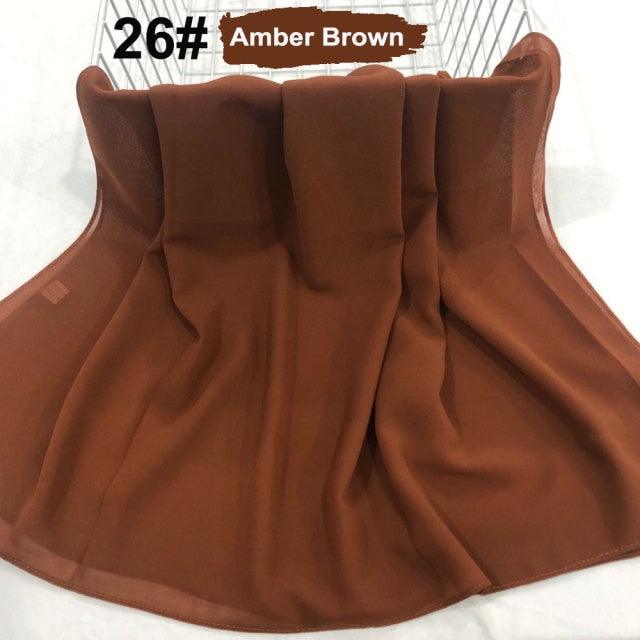 Fashion Soft Long Plain High Quality Premium Heavy Lightweight Elegant Chiffon Hijab Scarf Scarves Hijabs Lightweight Islamic Head Wear Escharpe Shawls Long Shawls For Women