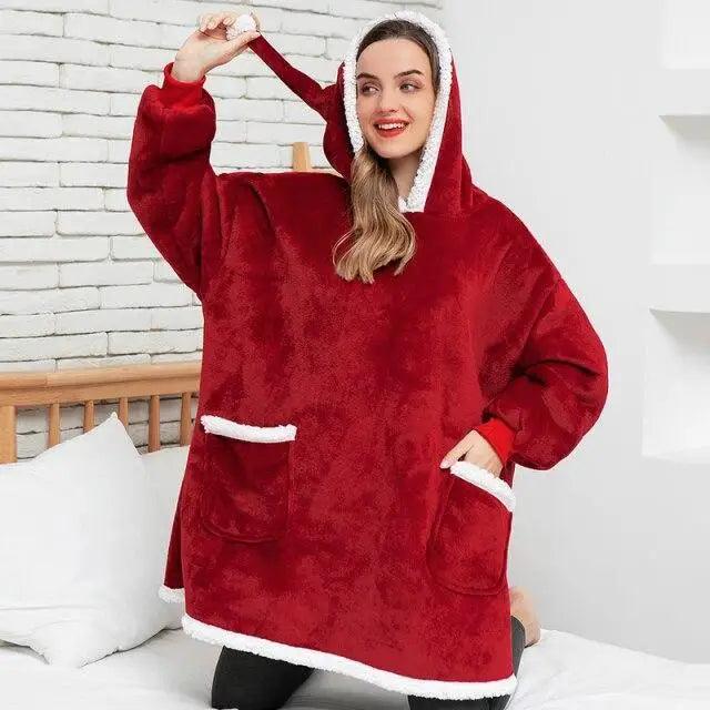 Fashion Winter Oversized Hoodies Sweatshirt Women Men Pullover Giant TV Blanket Hoodie Super Long Blanket With Sleeves Super Long Flannel Blanket with Sleeves Winter Hoodie for Women Men Giant Fleece Pullover Oversized Hoodie