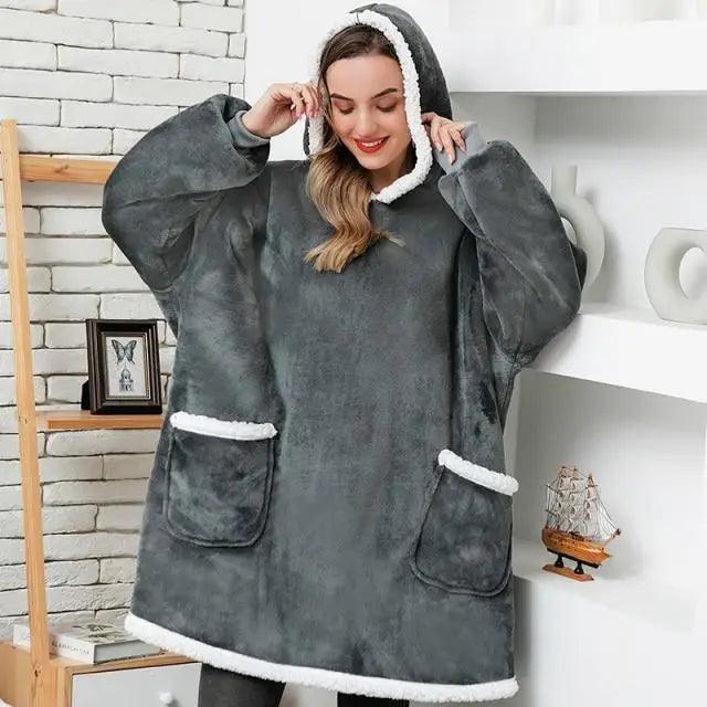 Fashion Winter Oversized Hoodies Sweatshirt Women Men Pullover Giant TV Blanket Hoodie Super Long Blanket With Sleeves Super Long Flannel Blanket with Sleeves Winter Hoodie for Women Men Giant Fleece Pullover Oversized Hoodie