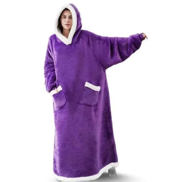 Fashion Winter Oversized Hoodies Sweatshirt Women Men Pullover Giant TV Blanket Hoodie Super Long Blanket With Sleeves Super Long Flannel Blanket with Sleeves Winter Hoodie for Women Men Giant Fleece Pullover Oversized Hoodie