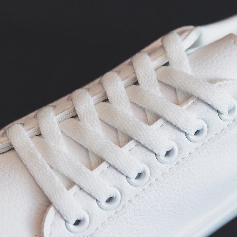 Fashion Women's Vulcanize White Shoes Spring New Casual Classic Leather Women Casual White Sneakers Casual Sports Flat Low Top Sneaker Lace-up Classic Shoes