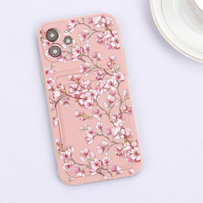 Fashionable Anti-Scratch Soft Lining Protective Case For iPhone Cases Card Holder Cute Flower Heart Phone Case For iPhone 12 13 Mini Pro Beautiful Design Soft Iphone Case