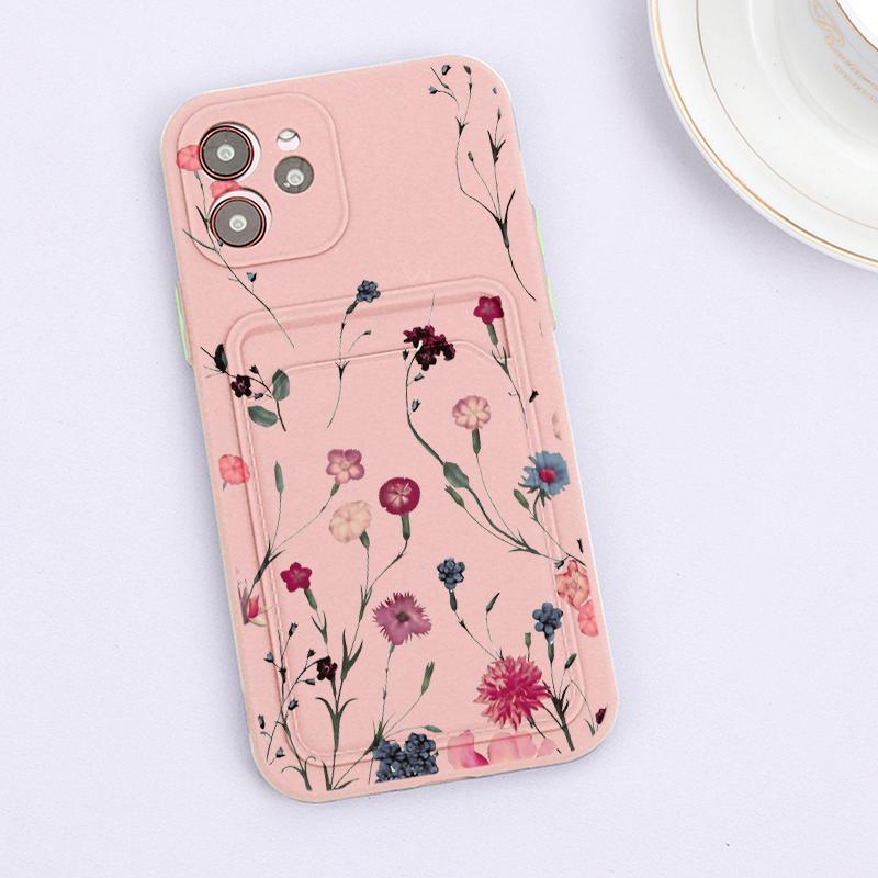 Fashionable Anti-Scratch Soft Lining Protective Case For iPhone Cases Card Holder Cute Flower Heart Phone Case For iPhone 12 13 Mini Pro Beautiful Design Soft Iphone Case