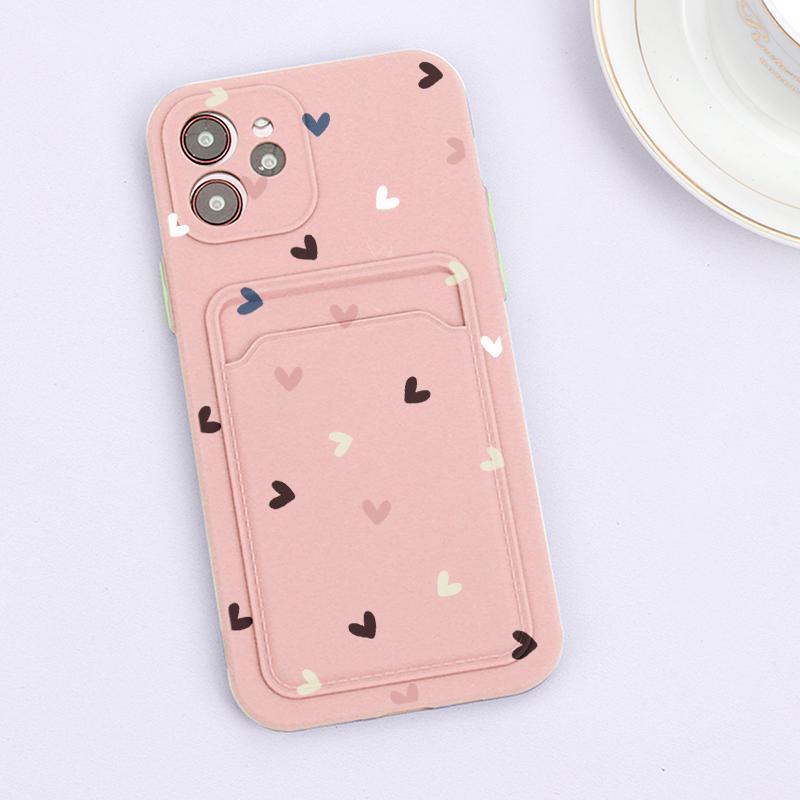 Fashionable Anti-Scratch Soft Lining Protective Case For iPhone Cases Card Holder Cute Flower Heart Phone Case For iPhone 12 13 Mini Pro Beautiful Design Soft Iphone Case