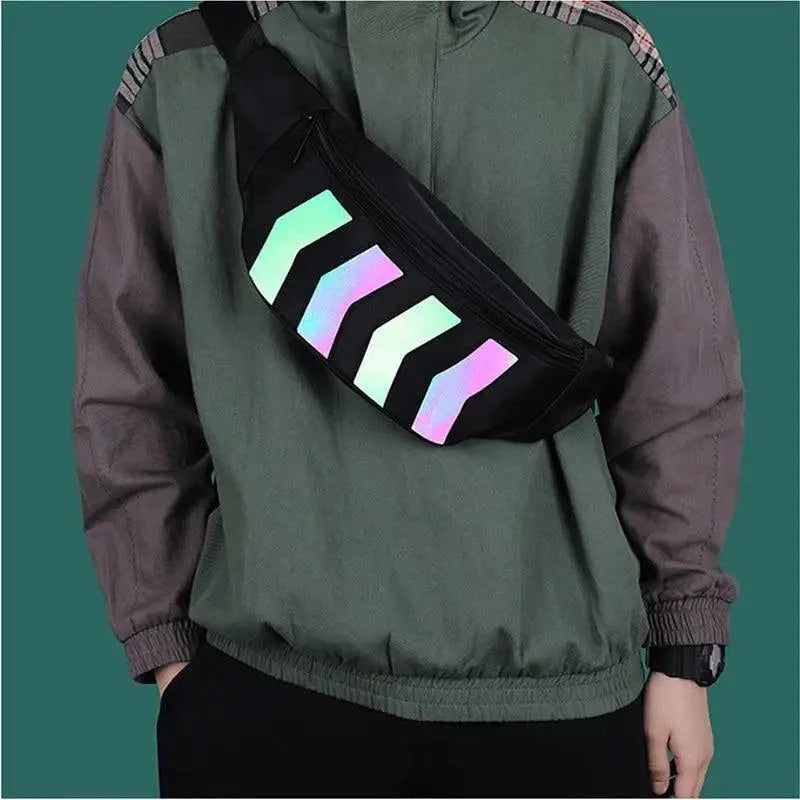 Fashionable Flash Reflective Chest Bag Iridescent Belt Bum Bag For Travel Festival Sports Unisex Waist Bags