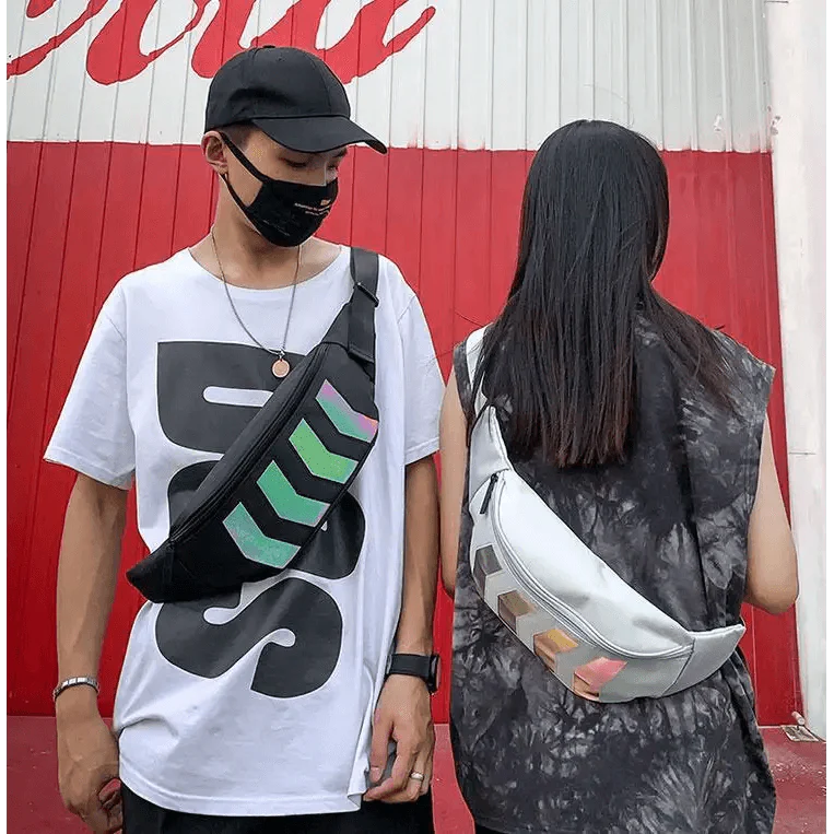 Fashionable Flash Reflective Chest Bag Iridescent Belt Bum Bag For Travel Festival Sports Unisex Waist Bags