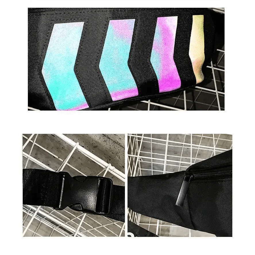 Fashionable Flash Reflective Chest Bag Iridescent Belt Bum Bag For Travel Festival Sports Unisex Waist Bags