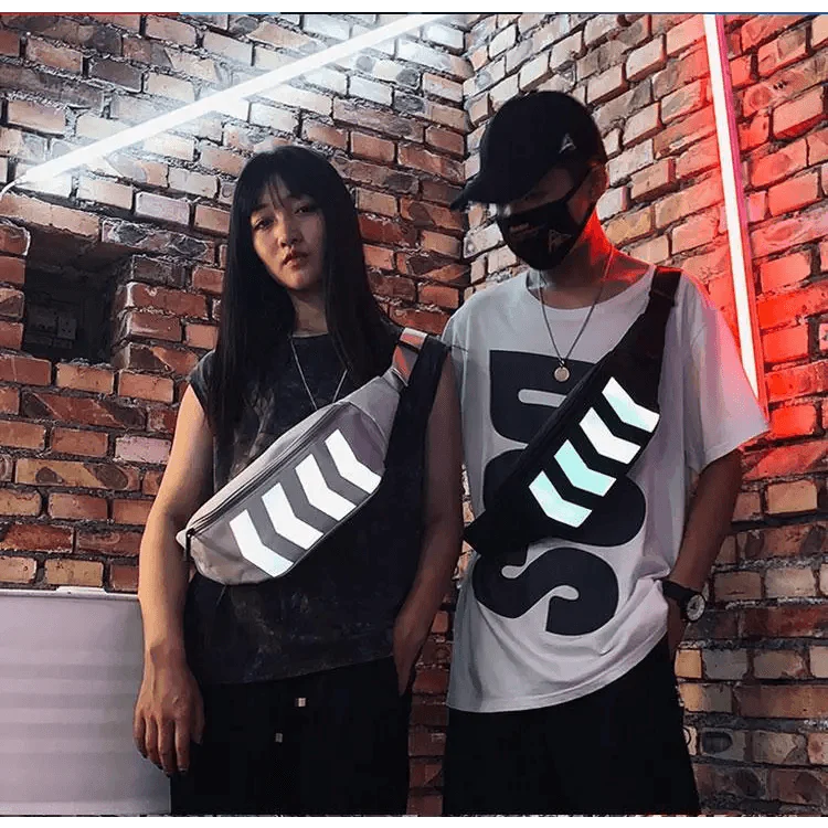 Fashionable Flash Reflective Chest Bag Iridescent Belt Bum Bag For Travel Festival Sports Unisex Waist Bags