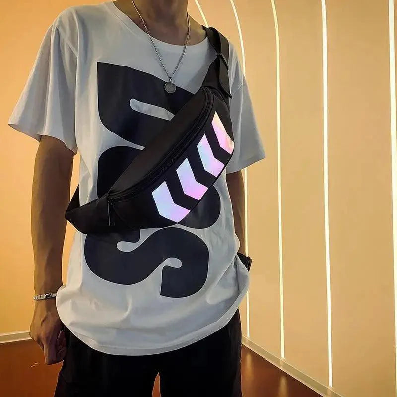 Fashionable Flash Reflective Chest Bag Iridescent Belt Bum Bag For Travel Festival Sports Unisex Waist Bags