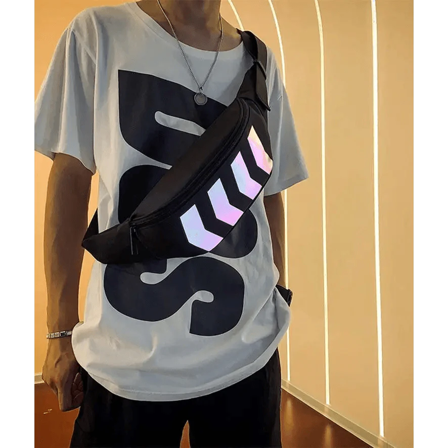 Fashionable Flash Reflective Chest Bag Iridescent Belt Bum Bag For Travel Festival Sports Unisex Waist Bags