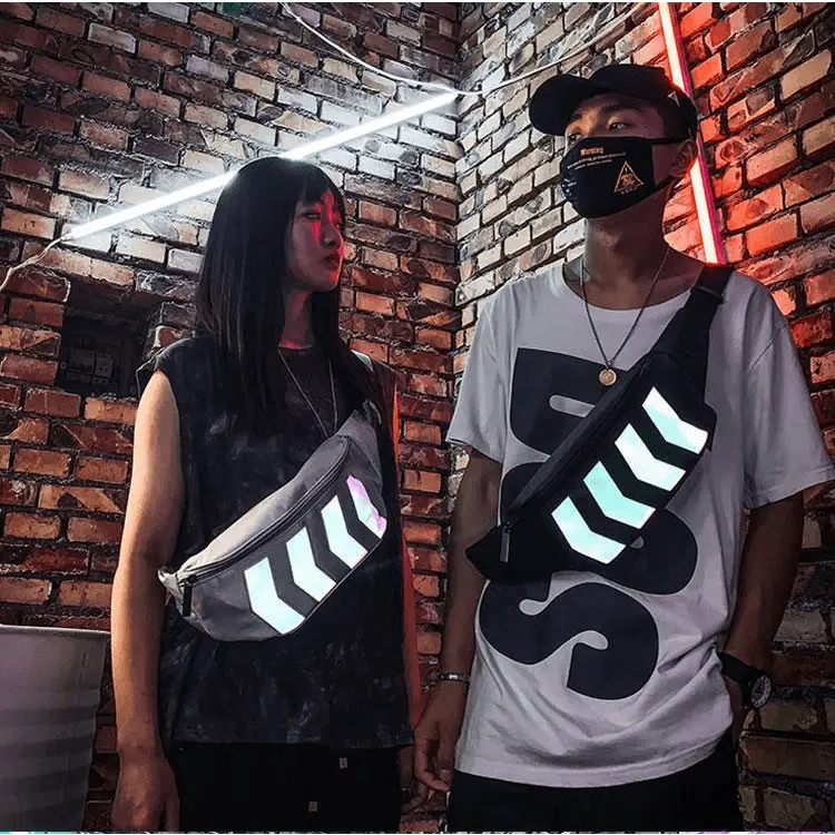 Fashionable Flash Reflective Chest Bag Iridescent Belt Bum Bag For Travel Festival Sports Unisex Waist Bags