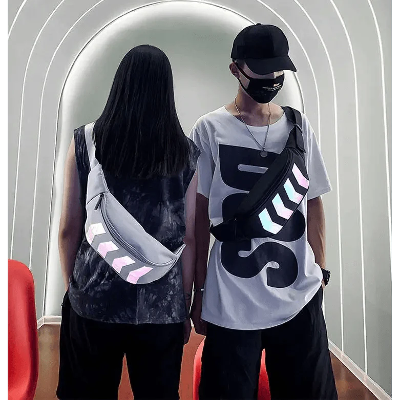 Fashionable Flash Reflective Chest Bag Iridescent Belt Bum Bag For Travel Festival Sports Unisex Waist Bags