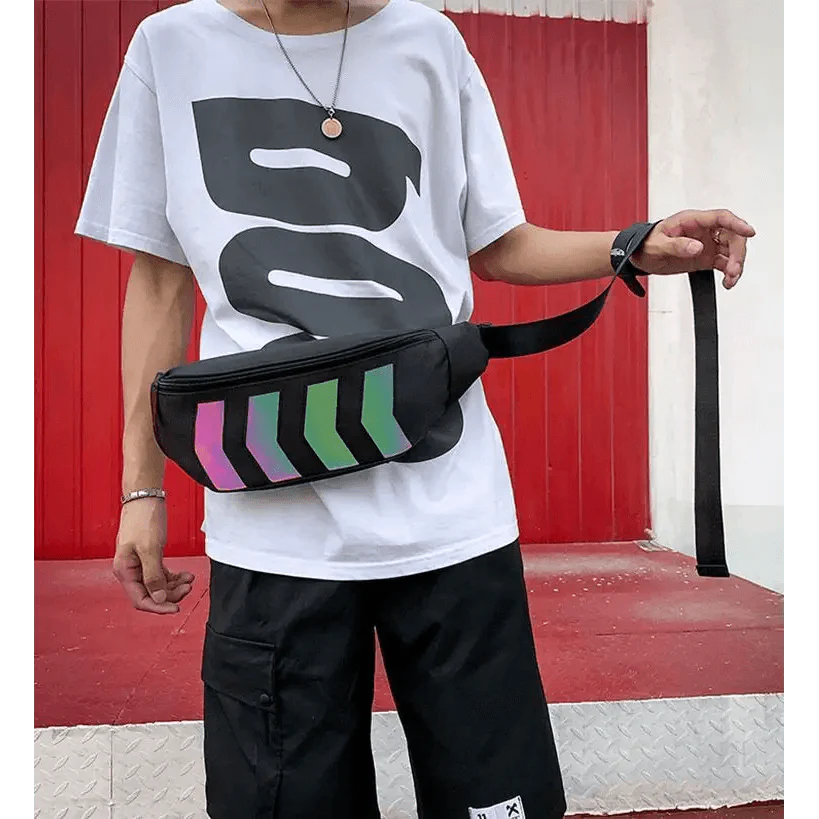 Fashionable Flash Reflective Chest Bag Iridescent Belt Bum Bag For Travel Festival Sports Unisex Waist Bags