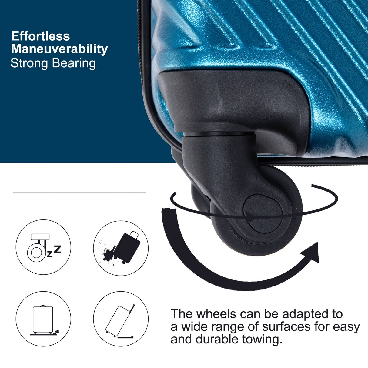 3 Piece Luggage Sets Lightweight Suitcase With Two Hooks, Spinner Wheels, by Couch.com