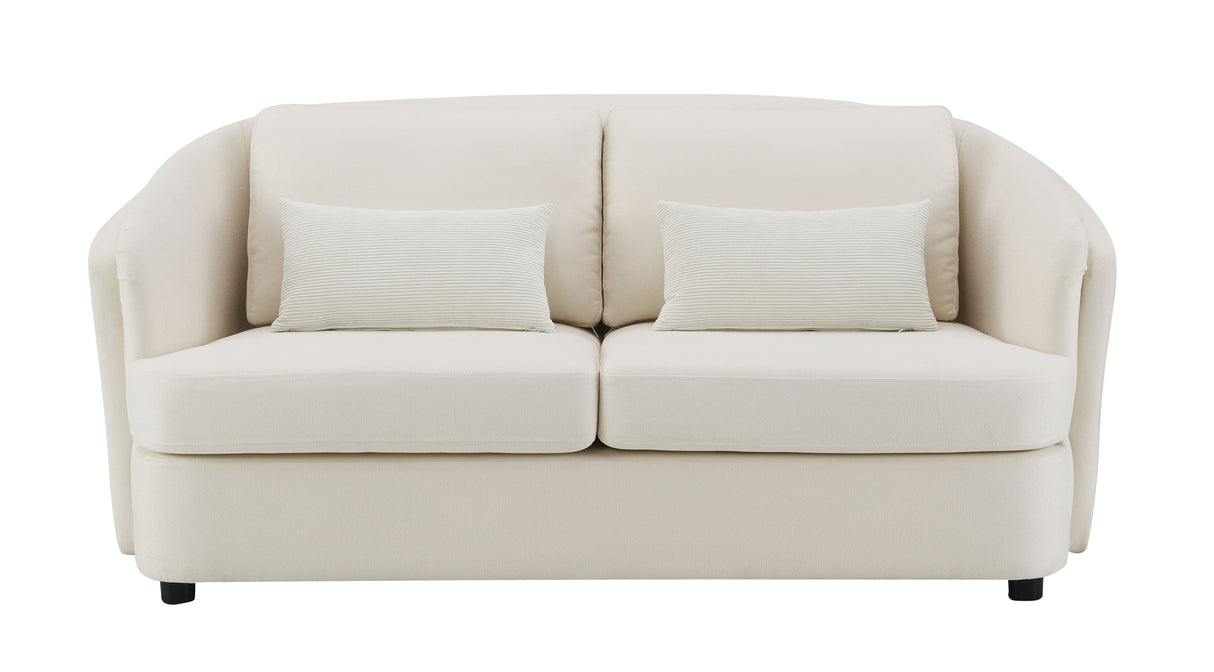 Mariko - Linen Loveseat With 2 Toss Pillows - Beige by Couch.com