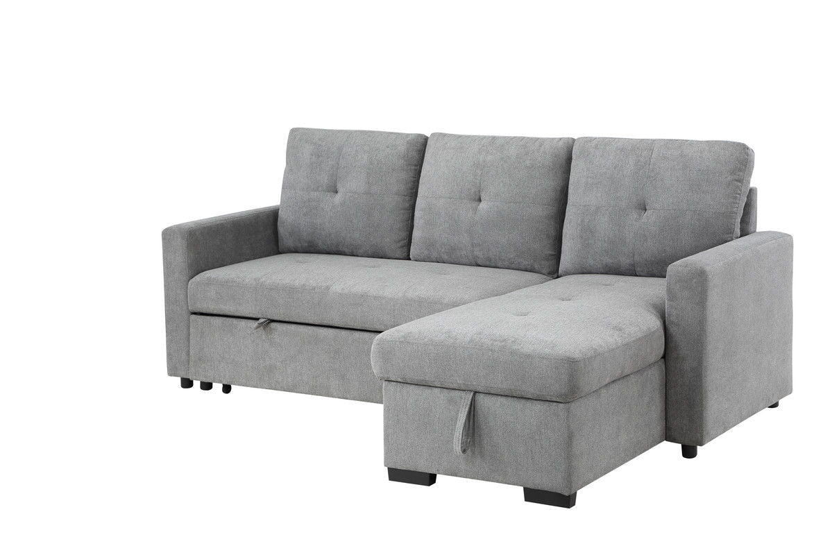 Serenity - Fabric Reversible Sleeper Sectional Sofa With Storage Chaise - Gray by Couch.com