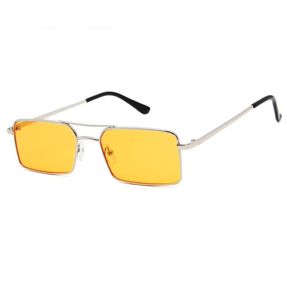 Luxury Famous Retro Modern Square Unisex Men and Women‘s Sunglasses With Alloy Metal Small Frame With Clear Double Bridge Men's Sunglasses