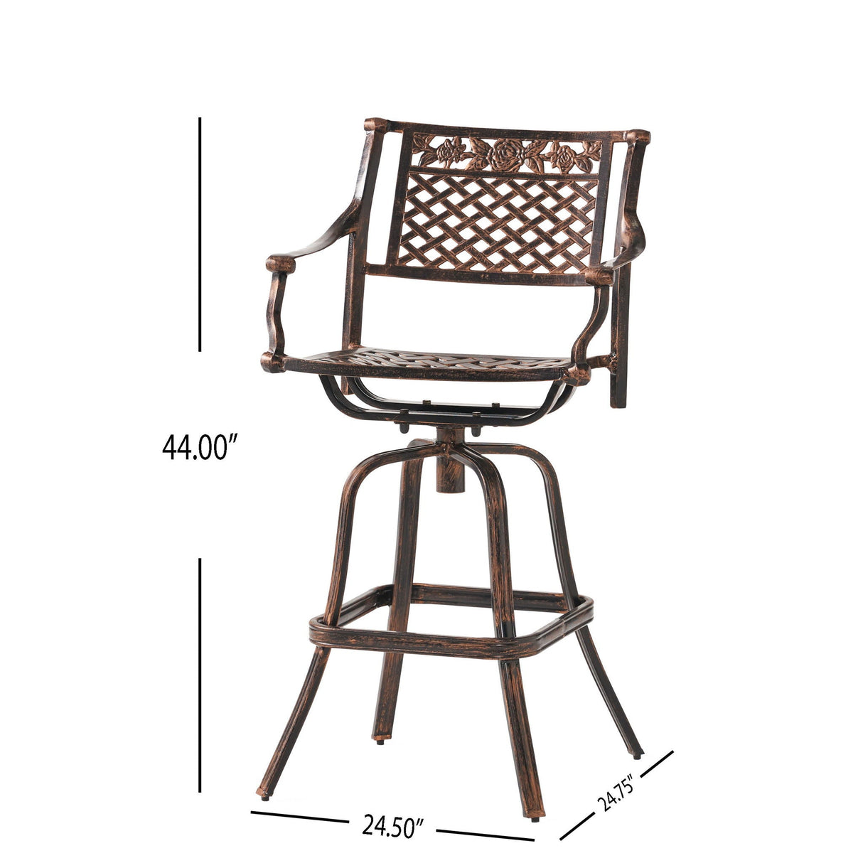 Cast Aluminum Swivel Bar Stool With Footrest - Copper by Couch.com