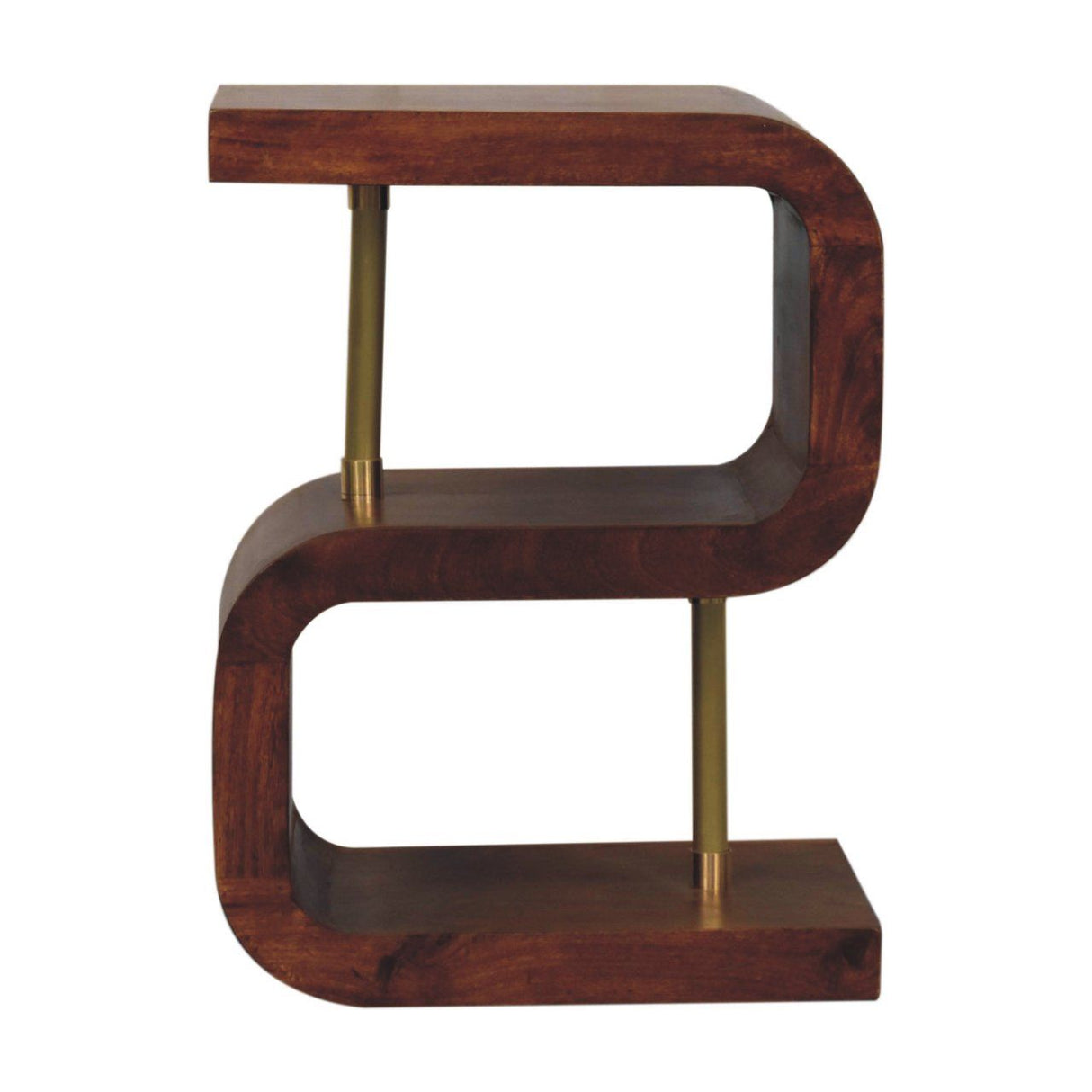 S Curve Brass Bedside Table - Dark Brown by Couch.com