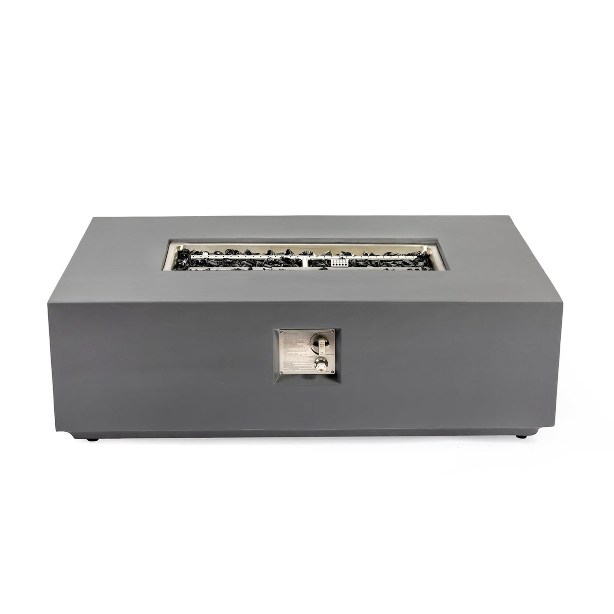 Volon Modern Rectangular Fire Pit Table in Light Gray