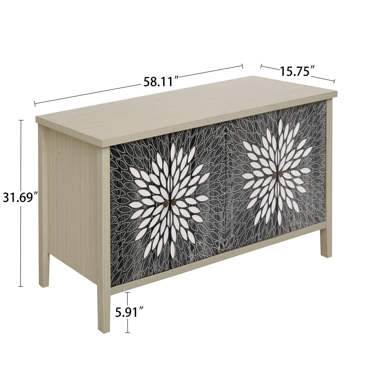 Sideboard Buffet Cabinet with 4 Doors and Adjustable Shelves