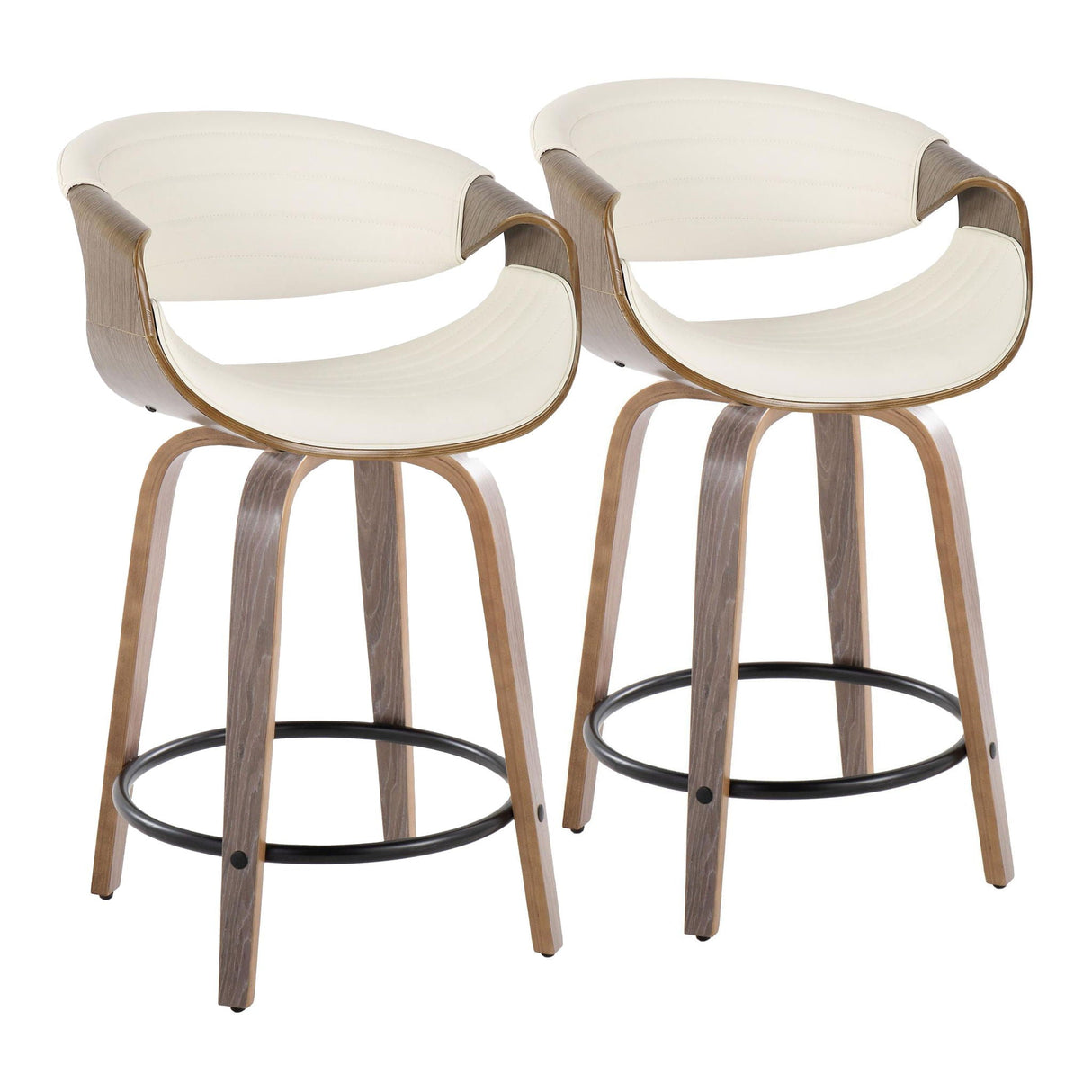 Symphony - Mid Century Modern Fixed Height Counter Stool With Swivel And Round Footrest (Set of 2) by Couch.com