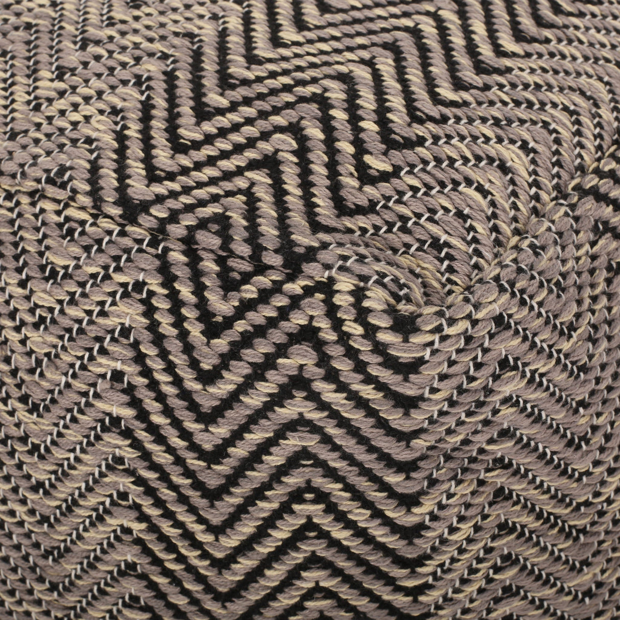 Barracuda Handcrafted Cotton Pouf With Chevron Pattern - Brown / Beige