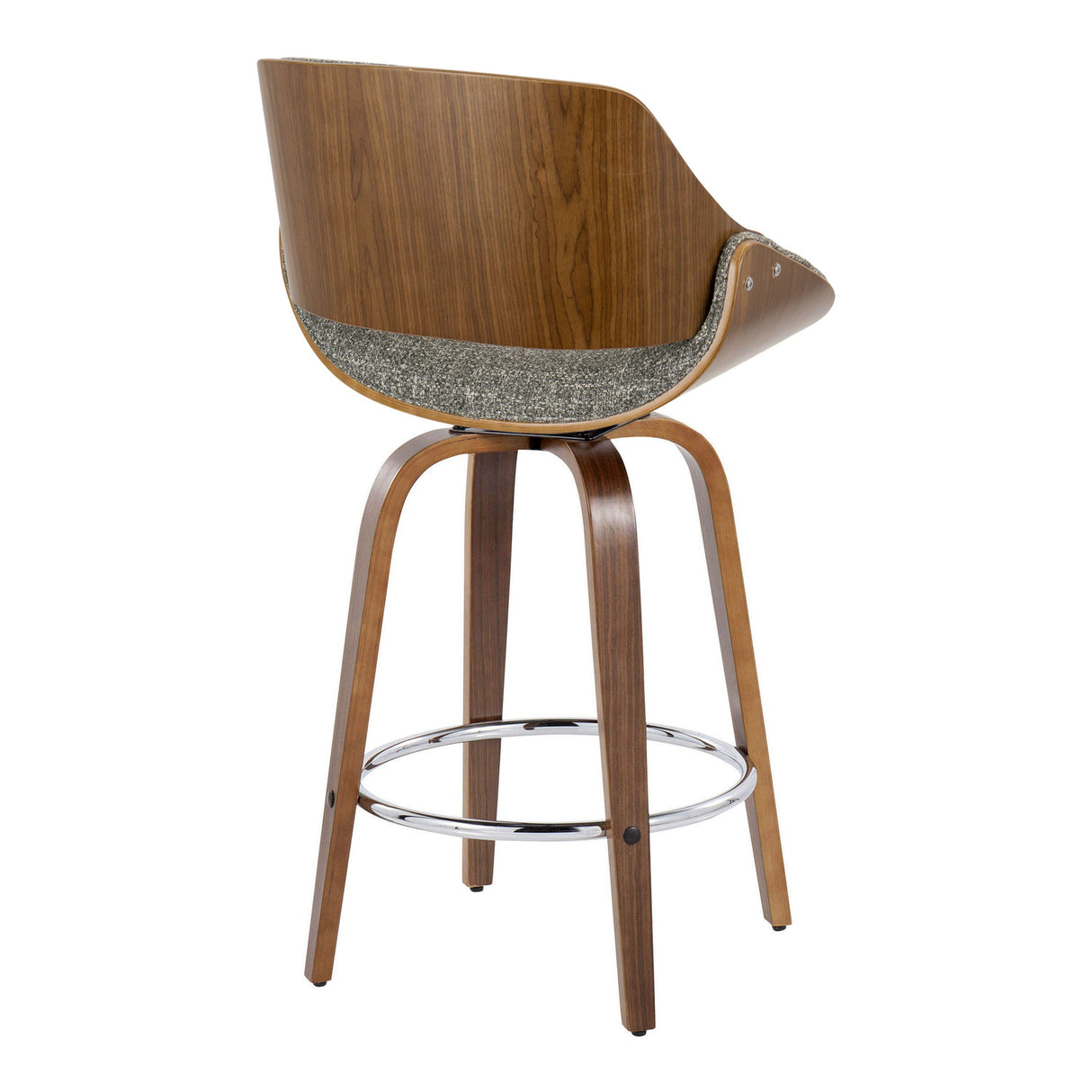 Fabrizzi - Mid Century Modern Fixed Height Counter Stool With Swivel With Round Footrest (Set of 2) by Couch.com