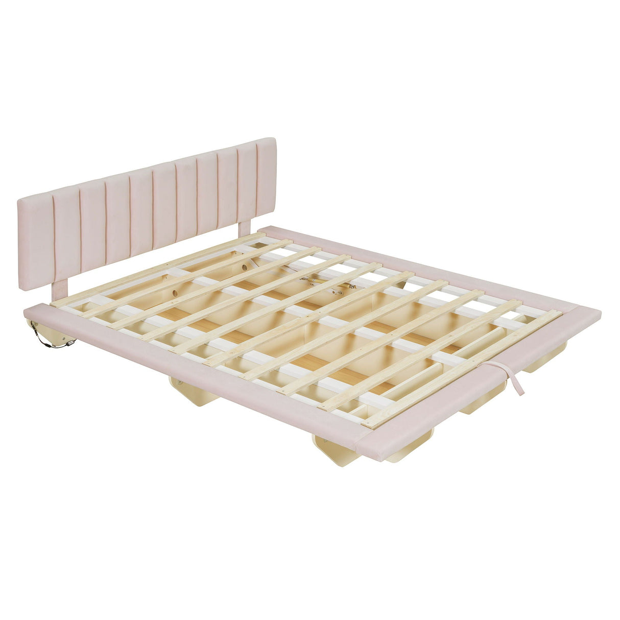 Upholstered Floating Hydrualic Platform Bed With LED Light And USB Port by Couch.com