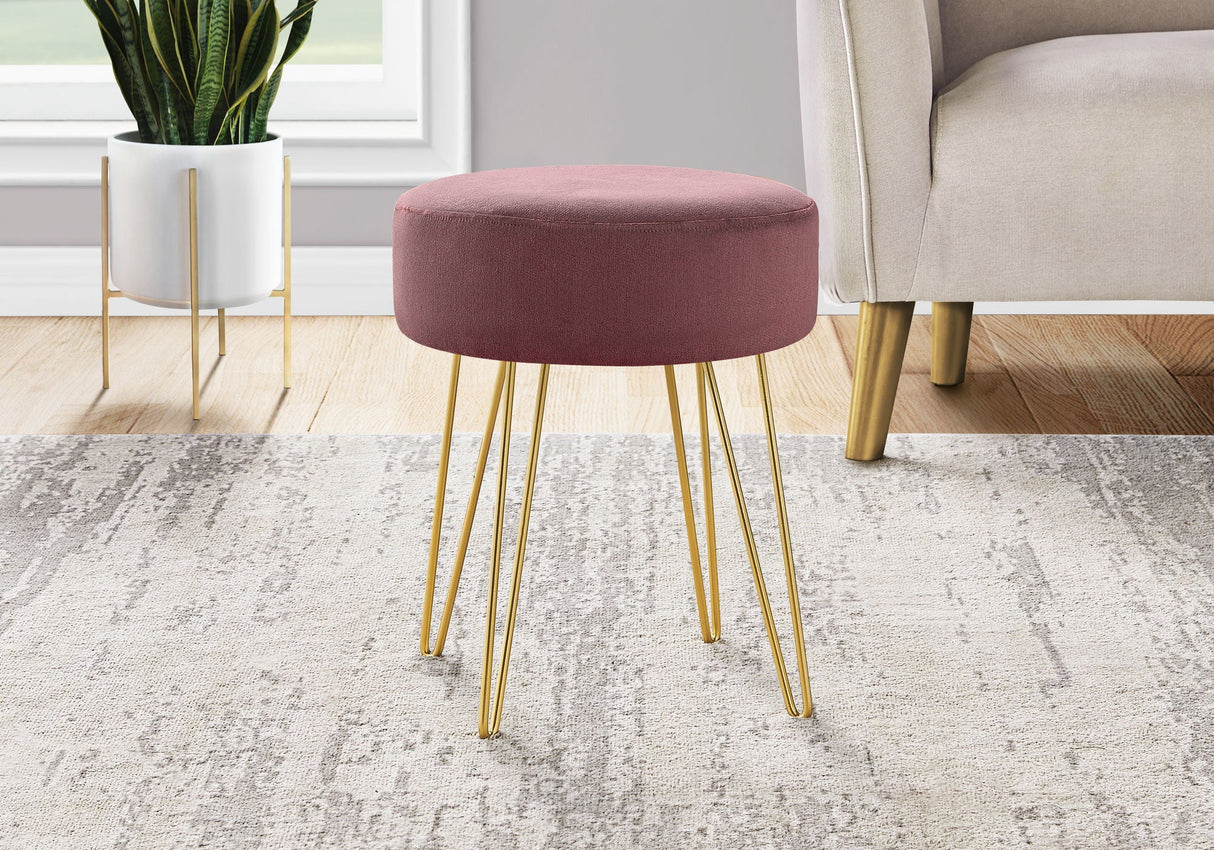 Ottoman, Pouf, Footrest, Foot Stool, Round Gold Metal Legs, Contemporary, Modern by Couch.com