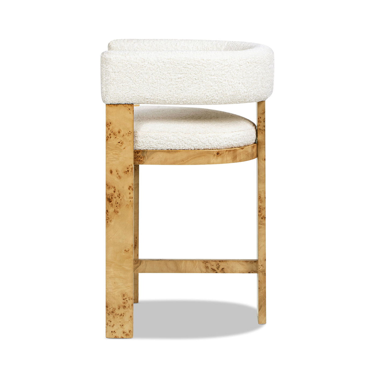 Vavona - Burl Upholstered Barrel Back Counter Height Bar Stool - Polar Off White by Couch.com