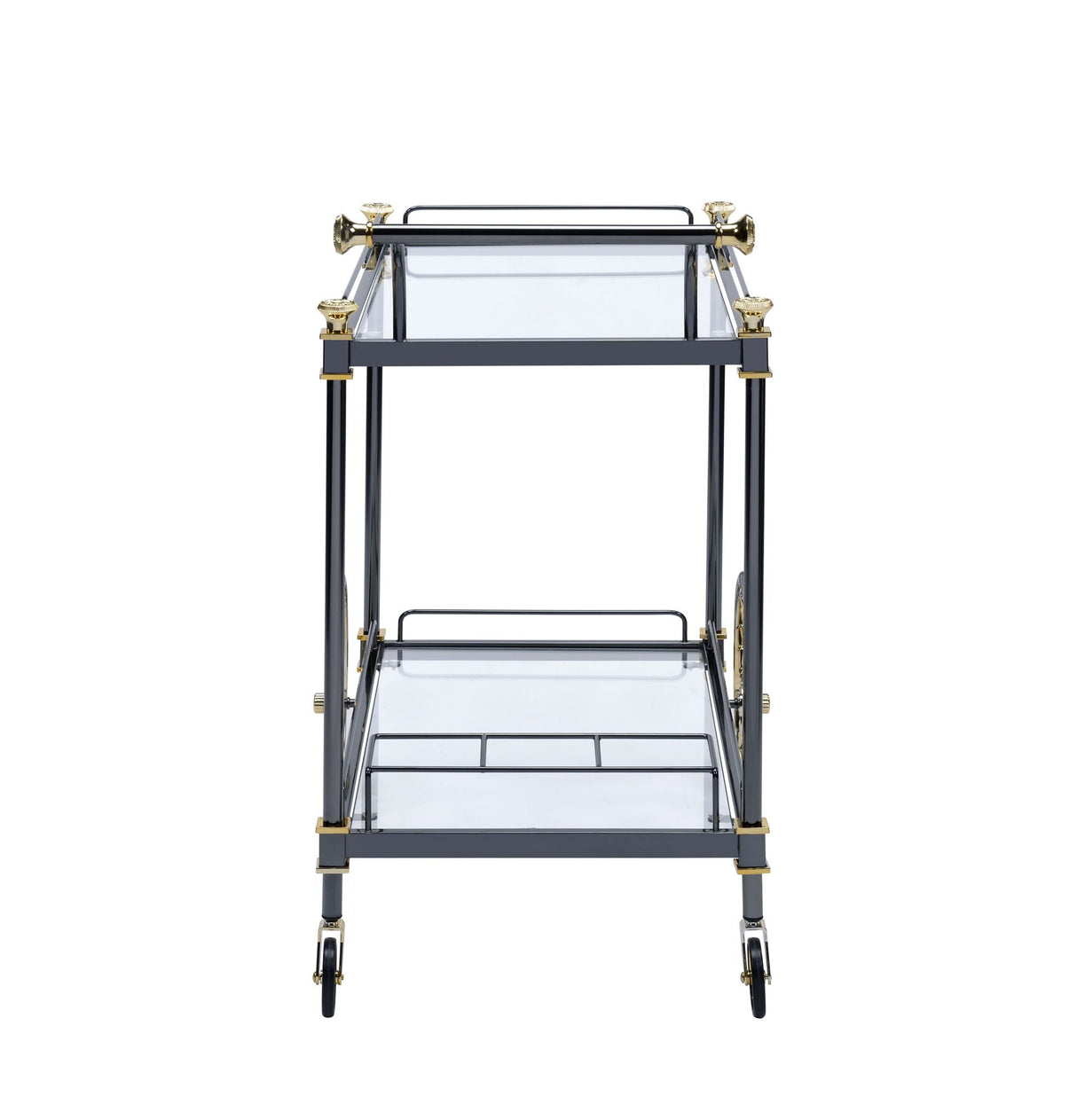 Cyrus - Clear Glass Serving Cart - Black / Gold by Couch.com